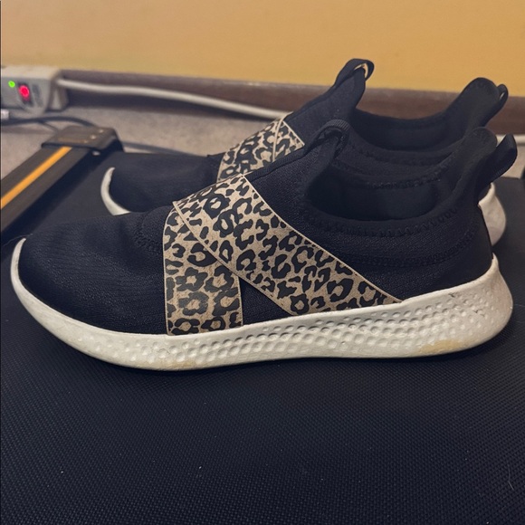 Adidas Black and Leopard Print Slip-On Shoes - Picture 2 of 3